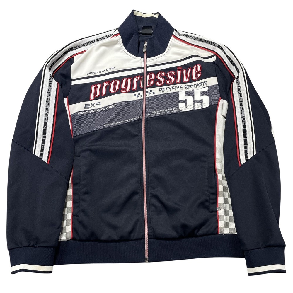 EXR Track Jacket Mens‎ Medium Blue Progressive 55 Racing Full Zip Colorblock